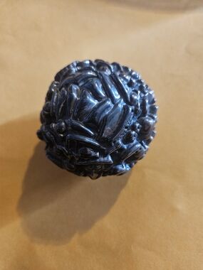 Intricate Carved Decorative Sphere - Metallic Black